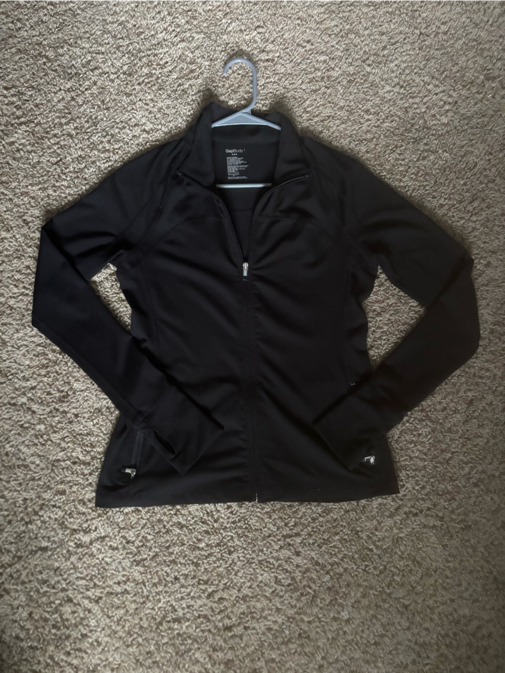 Black GAP fitted activewear zip-up jacket